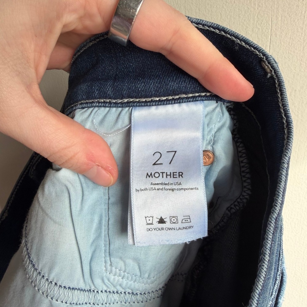 MOTHER Denim Mini Skirt Size 27 Blue Distressed Frayed Hem - Picture 5 of 8